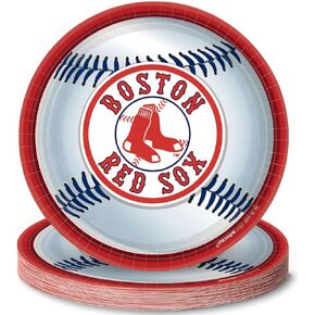 Boston Red Sox™ Round Disposable Party Plates - 9" (Packs of 18) - Perfect for Game Day Celebrations & Tailgating