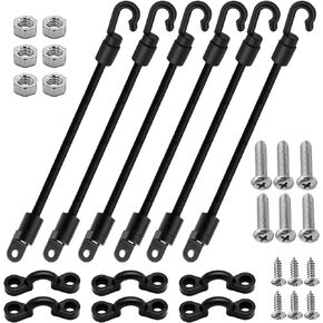 ZUDKSUY 6 sets of Fishing Rod Holder Mounting Connector Elastic Cord Length 18inch Buckle Hooks for Rod Suitable for Marine Fishing Supplies