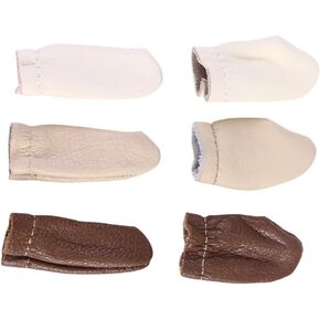 MILISTEN 6pcs Leather Thimble Leather Finger Cots Finger Protector Sewing Thimble Hand Applique Quilting Fingertip Cover Needle Felting Leather Gloves for Hand Craft DIY Random Color