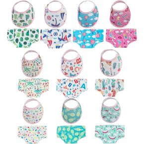SOTOGO 20 Pieces Doll Diapers Doll Underwear Doll Bibs Doll Accessories for 14-18 Inch Baby Dolls and American Doll