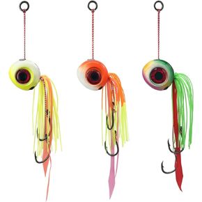3PCS Sea Fishing Jigs, 60g-200g tai kabura jig Fishing Lures Luminous Artificial Baits Snapper Kabura Jigs with Assist Hooks Slider Jigs