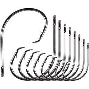 Fishing Hooks Circle Saltwater Hooks in-Line High Carbon Steel Circle Hooks Straight Eye Octopus Hook for Freshwater Saltwater Size 1/0-9/0