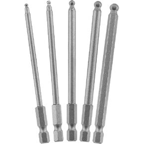 5pcs Ball End Allen Wrench Bits Ball Head Hex Set, 2.5mm-6mm Metric Ball End Screwdriver Bit Set, S2 Steel Hex Head Allen Wrench Drill Bit Set Magnetic 1/4 Inch Hex Shank Driver Bit Set