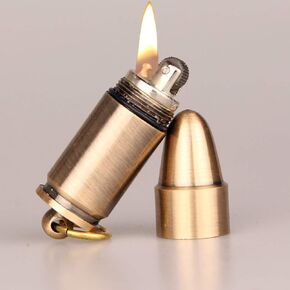 Vintage Antique Bullet Lighter,Reusable Mini Pocket Keychain Lighter,Funny Cute Cool Lighters for Smoking,Novelty Trench Cigarette Lighter for Collection Decorative Gift Present (A- Rocket)