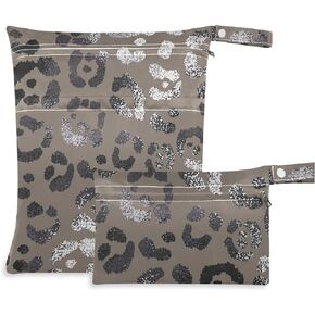 visesunny Daisy Butterfly Dragonfly 2Pcs Wet Bag with Zippered Pockets Washable Reusable Roomy Diaper Bag for Travel,Beach,Pool,Daycare,Stroller,Diapers,Dirty Gym Clothes, Wet Swimsuits, Toiletries