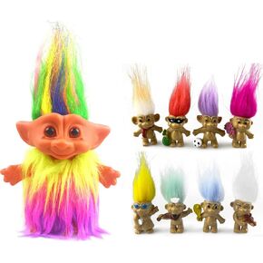Yintlilocn-11pack Vintage Troll Dolls,Lucky Dolls Chromatic Adorable for Collections, School Project,Arts and Crafts,Party Favors