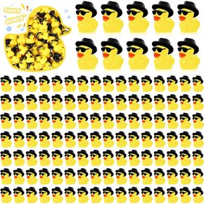 Barydat 150 Pcs Mini Resin Cowboy Ducks with Sunglasses Tiny Yellow Duck Ornament Miniatur Micro Landscape Decor
