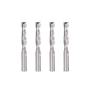 1/4" Carbide End Mill Set, Upcut Spiral Router Bits, 1/4" Diameter, 1" Cutting Length, 2-1/2" OVL, 2 Flute Carbide End Mill Bit for Wood PVC MDF Hardwood(4 Pieces)