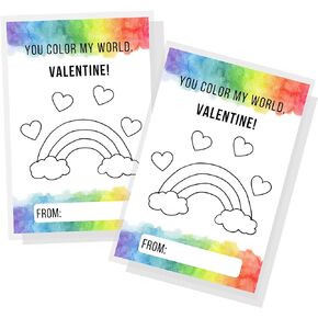Paint Valentine's Pack | 30 Cards | 30 Pack of Valentines | Valentines Day | You Color My World Design Active