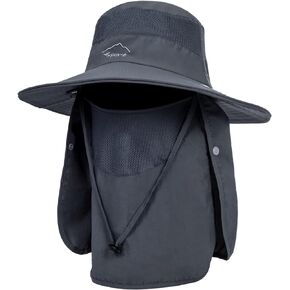 Wide Brim Fishing Sun Hat with Face Cover & Neck for Women Men Summer Beach Hiking UV Protection