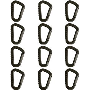 JCPLYNN 12pcs Enforcement Polymer Light Weight Multipurpose Molle Tactical D-Ring Locking Hanging Hook Spring Lock Buckle Tactical Backpack