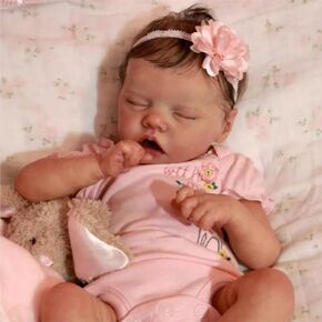 Pinky Reborn Baby Dolls Full Body Silicone Doll Girls 18 Inch Realistic Reborn Doll Newborn Babies Toy for Xmas Gifts