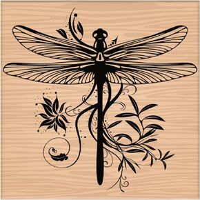 CRASPIRE Wooden Rubber Stamp Dragonfly Vine Decorative Wood Stamps Vintage Wood Mounted Rubber Stamps for Card Making DIY Art Crafts Scrapbooking Journal Diary Letter Planner