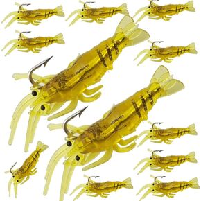 20pcs Shrimp Simulation Soft Prawn Fishing Lures Bass Crank Hook Bait Tackle