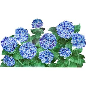Maydahui Blue Hydrangea Flower Wall Decals Green Leaf Floral Wall Stickers (21.6x35.4inch) Removable Peel and Stick Art Murals Decor for Kids Bedroom Living Room TV Sofa Headboard Background