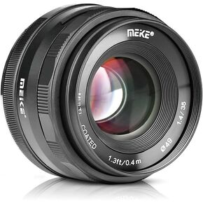 Meike 35mm F1.4 Large Aperture APS-C Prime Manual Focus Lens Compatible with Canon EF-M EOS-M Mount Mirrorless Cameras EOS M M2 M3 M5 M6 M10 M50 M100 M6II M200 etc