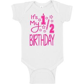Reaxion Aiden's Corner - Handmade Baby Girl Half Birthday Bodysuits - It's My 1/2 Birthday