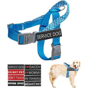 Service Dog Vest No Pull Service Dog Harness with 8 Pcs Velcro Patches（Do Not Pet/Service Dog in Training, Dog Vest Harness with Handle, Pet Harness for Small Medium Large Dogs (Blue, M)
