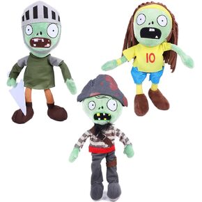 3 PCS Plants and Zombies Plush Zombies Sets Toy Captain Zombie, 1 2 Stuffed Soft Knight Zombies Doll, Football Zombies PVZ Plush Figure Doll New