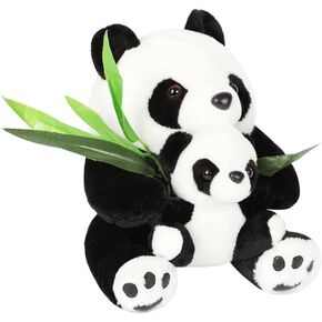 AIXINI 10" Plush Panda Stuffed Animals with Panda Baby Soft Toy, Native Mom & Baby Plush Bamboo Panda