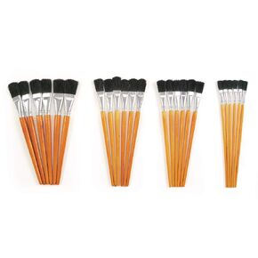 Colorations Wooden Paint Brushes, Natural Bristles, Set of 24, 10 inch paint brushes, 4 Different Widths, 6 of each, Classroom, Painting, Kids Brushes, Art Supplies, School Supplies, Easels