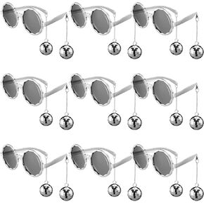 Oudain 9PCS Retro Disco Ball Glasses Funny Party Sunglasses 70s Disco Glasses Silver Chain Glasses for Women Girl Party Favor