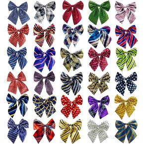 30 PCS Dog Bow Ties, Adjustable Variety Colors & Patterns Pet Collar Bowtie for Medium Large Dogs Big Cat Grooming Accessories, Boy and Girl Dogs Pets Christmas Festival Party Birthday Gift