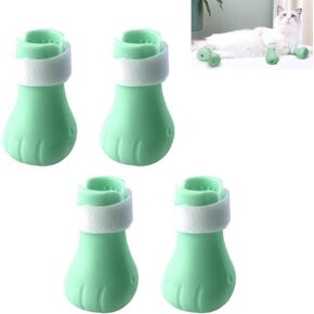 4pcs Cat Anti-Scratch Shoes, Cat Boots for Cats Only, Adjustable Silicone Cat Foot Cover, Cat Paw Protect to Prevent Scratching for Cat Grooming Bathing, Shaving