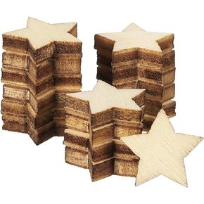 PATIKIL 25mm Wooden Stars, 200 Pack Unfinished Wood Stars Blank Wooden Cutouts Ornaments Natural Wood Pieces for Christmas Party Craft Projects