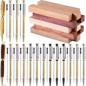 Colarr 10 Sets Woodturning Pen Kits Project Supplies Including 7mm Slimline Pen Kits with Refill and Pen Blanks Lumber for Lathe Turning Starter Package DIY Crafts