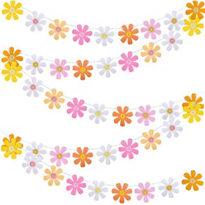 Set of 5 Daisy Groovy Banner Boho Daisy Paper Garlands Hippie Party Banners Decor Colorful Daisy Flower Banners for Baby Shower Two Groovy Party Supplies Birthday Nursery Home Decor