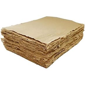 Deckle Papers 150gsm Handmade Textured Cotton Paper Card Stock for Calligraphy, Greeting, Invitation, Painting, Watercolor, Thank You Notes- Size-5x7 Pack of-50-Brown