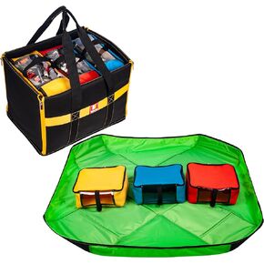 Remobia Hicol Kids Toy Storage Organizer 4-Piece Tote and Play Mat Bag Set for Lego with 3 pcs See Through Packing Cube Bags Portable Neat Easy Clean Up Container Box for Children Home and Travel