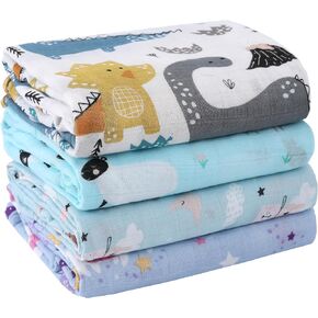 Artis Lanai Muslin Swaddle Blankets: 4-Pack Baby Wraps for Boys and Girls - Breathable, Skin-Friendly Receiving Blankets, Essential for Baby Registry and Gifting, 47 x 47 inches. (BabyNest-4P)