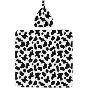 Black and White Print Baby Swaddle Blanket with Beanie Set, Newborn Receiving Blankets 35.4"X 35.4" Cow Soft Swaddle Wrap Baby Stuff for Infant Boy Girl Gift