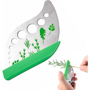 9 Holes Herb Leaf Stripper Tool, 304 Stainless Steel Kitchen Herb Leaf Stripping Tool, Fresh Herb Chopper, Remover Leaf Tool for Chard, Collard Greens, Parsley, Basil, Taragon, Thym