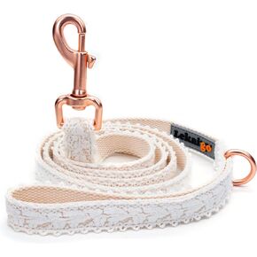 Dog Collar and Leash Set, Cotton Lace Handmade 4-5 FT Adjustable Comfortable Unique Collars for Small Medium Large Dogs 1pcs-Brown-Leash(Width:0.8")