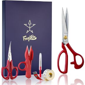 Sewing Scissors Professional 10 inch Heavy Duty Fabric Shears for Tailoring Leather Cloth Red Industrial Strength High Carbon Steel Tailor Shears for Home Office Dressmakers