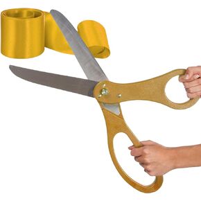 Grand Opening Ceremony Kit – Gold Scissors 20'' for Ribbon Cutting Grand Opening Ribbon and Scissors for Special Events 20 Inch Giant Scissors Gold with Gold Ribbon for Inaugurations and Ceremonies