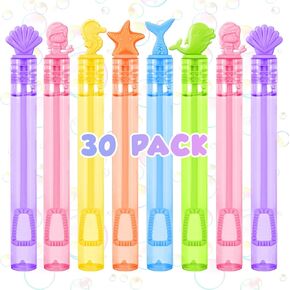 Roberly 30Pcs Sea Bubbles Wand for Kids, 6 Styles Mini Pastel Bubble Wand for Mermaid Bubble Party Favors Under The Sea Themed Birthday Treats Classroom Prizes Gifts for Boy Girl Summer Outdoor Toys