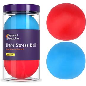 Special Supplies 2 Huge Giant Stress Balls for Kids Adults, Jumbo Size 2 Pack, Colorful and Squishy Sensory Toys with Soft, Squeezable Fill, Low Dexterity and Anxiety Therapy