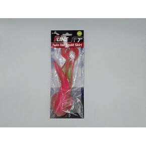 P-Line PTTS70-315 Twin Tail Squid 7" Green Pink Glow Glitter