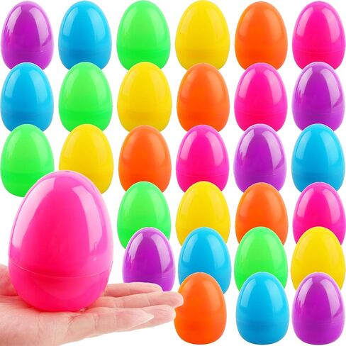 30 عبوة من بيض عيد الفصح الملون الكبير وبيض عيد الفصح المسطح والبيض المفاجئ البلاستيكي القابل للحشو لعيد الفصح ومستلزمات حفلات الصيد وحشو السلال القابلة لإعادة الملء in Kuwait