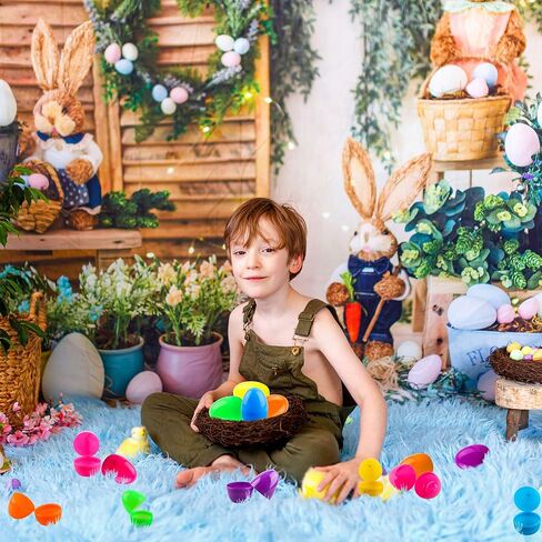 30 عبوة من بيض عيد الفصح الملون الكبير وبيض عيد الفصح المسطح والبيض المفاجئ البلاستيكي القابل للحشو لعيد الفصح ومستلزمات حفلات الصيد وحشو السلال القابلة لإعادة الملء in Kuwait