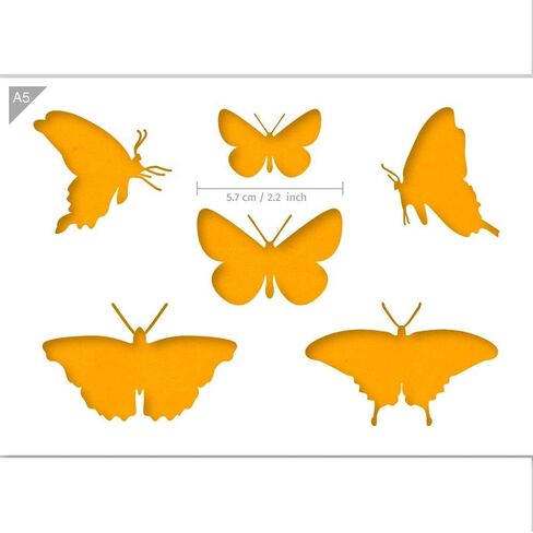Butterflies Stencil - A5 Size - Reusable Kids Friendly DIY Stencil for Painting, Baking, Crafts, Wall, Furniture in Kuwait