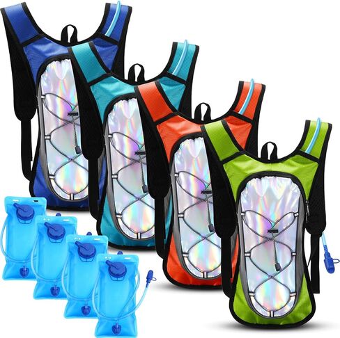 Chunful 4 Pack Rave Hydration Pack with 2L Water Bladder Lightweight Hydration Backpack Outdoor Water Backpack Musical Festival Essential for Women Men Running Cycling Climbing Hiking, 4 Color in Saudi Arabia