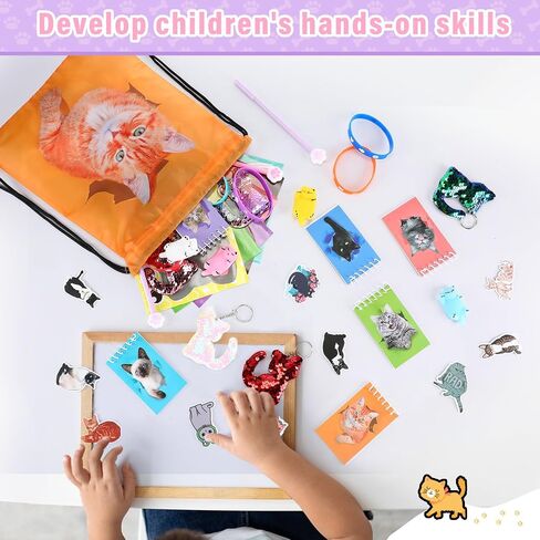 Jerify 91 Pcs Cat Birthday Party Favors Decoration Cat Party favor bags Fillers Drawstring Backpack Bracelets Squeeze Kids Toys Party Supplies for Gift Reward Prizes(Novelty Style) in Saudi Arabia