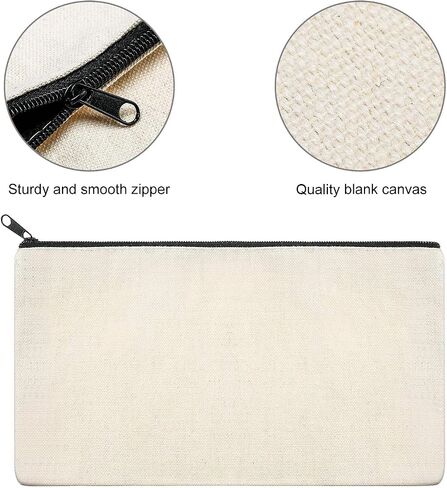 Outus Multipurpose Canvas Pouches (40 Pieces) - White, Casual, Unisex, Zipper Closure, DIY Craft, Cosmetic & Pencil Case in Saudi Arabia