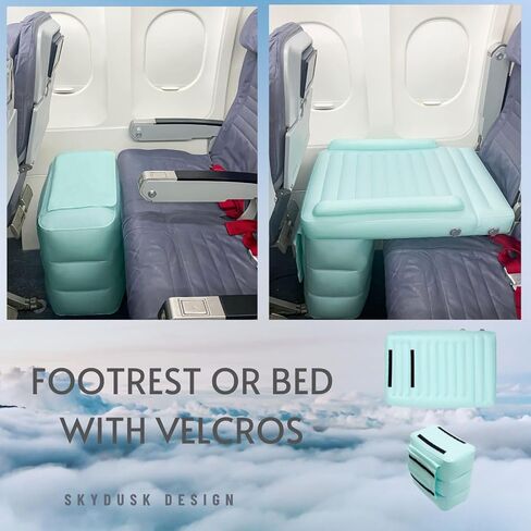 Inflatable Airplane Bed for Kids - Comfortable Toddler Plane Bed - Travel Bed Set with Pillow, Travel Bag - Footrest for Long Flights - Portable Blow Up Kid Bed with Air Pump in Saudi Arabia