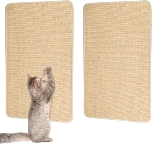 Wedding Pails 2PCS Cat Scratching Mat,23.6x15.7" Natural Sisal Cat Wall Scratcher with Hook Loop Tape Cat Scratching Rug for Indoor Cats,Stick on Floor and Wall,Protect Carpet Couch Furniture in Kuwait